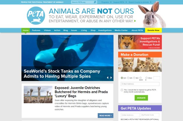 People for the Ethical Treatment of Animals (PETA)_homepage
